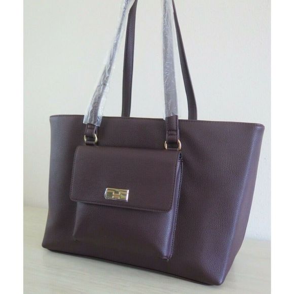 Tommy Hilfiger 69J5211 601 Burgundy Pebbled PU Leather Tote Bag $128 - Picture 8 of 10